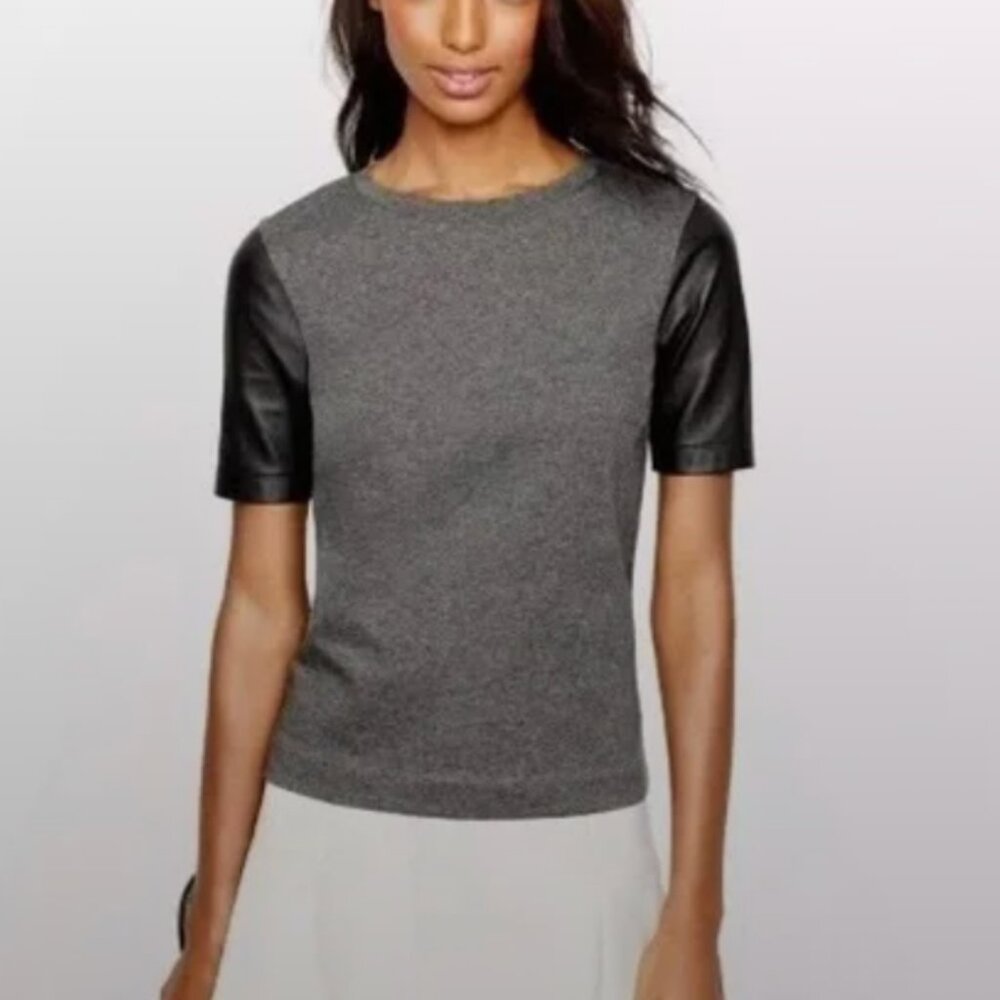 J. CREW Leather Sleeve Tee